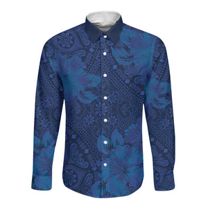 Afro Hibiscus Tropical Long Sleeve Button Shirt ShweShwe African Pattern - African Pride
