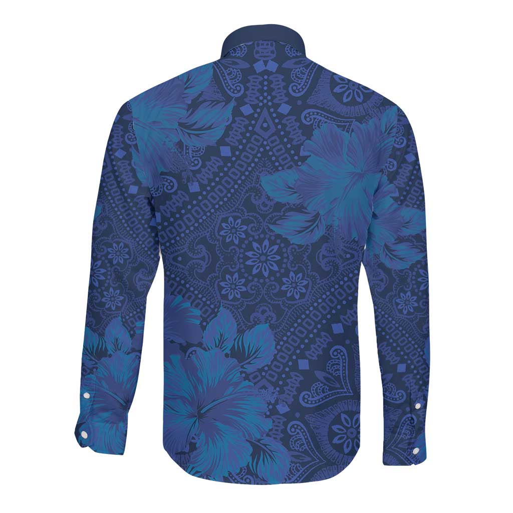 Afro Hibiscus Tropical Long Sleeve Button Shirt ShweShwe African Pattern - African Pride