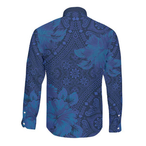 Afro Hibiscus Tropical Long Sleeve Button Shirt ShweShwe African Pattern - African Pride