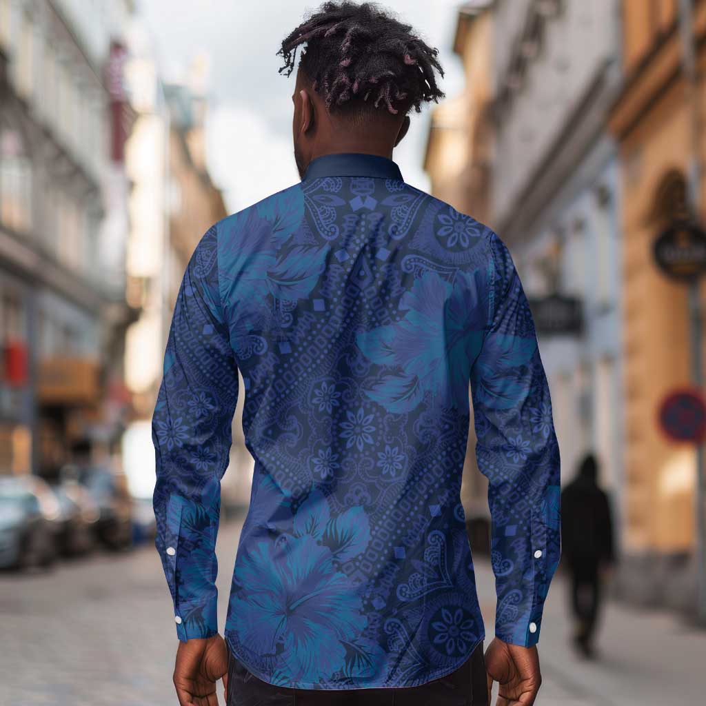 Afro Hibiscus Tropical Long Sleeve Button Shirt ShweShwe African Pattern - African Pride