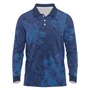 Afro Hibiscus Tropical Long Sleeve Polo Shirt ShweShwe African Pattern - African Pride