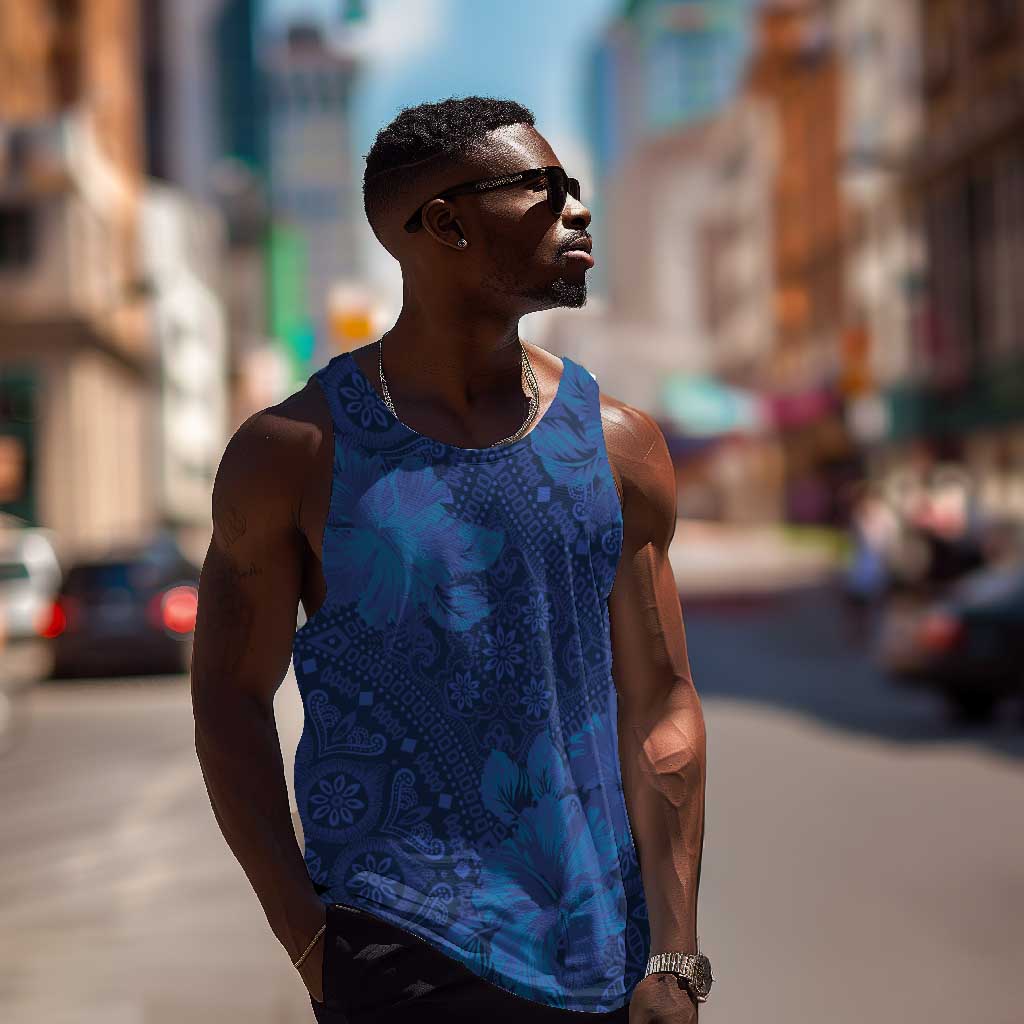 Afro Hibiscus Tropical Men Tank Top ShweShwe African Pattern - African Pride