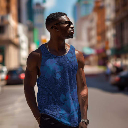 Afro Hibiscus Tropical Men Tank Top ShweShwe African Pattern - African Pride