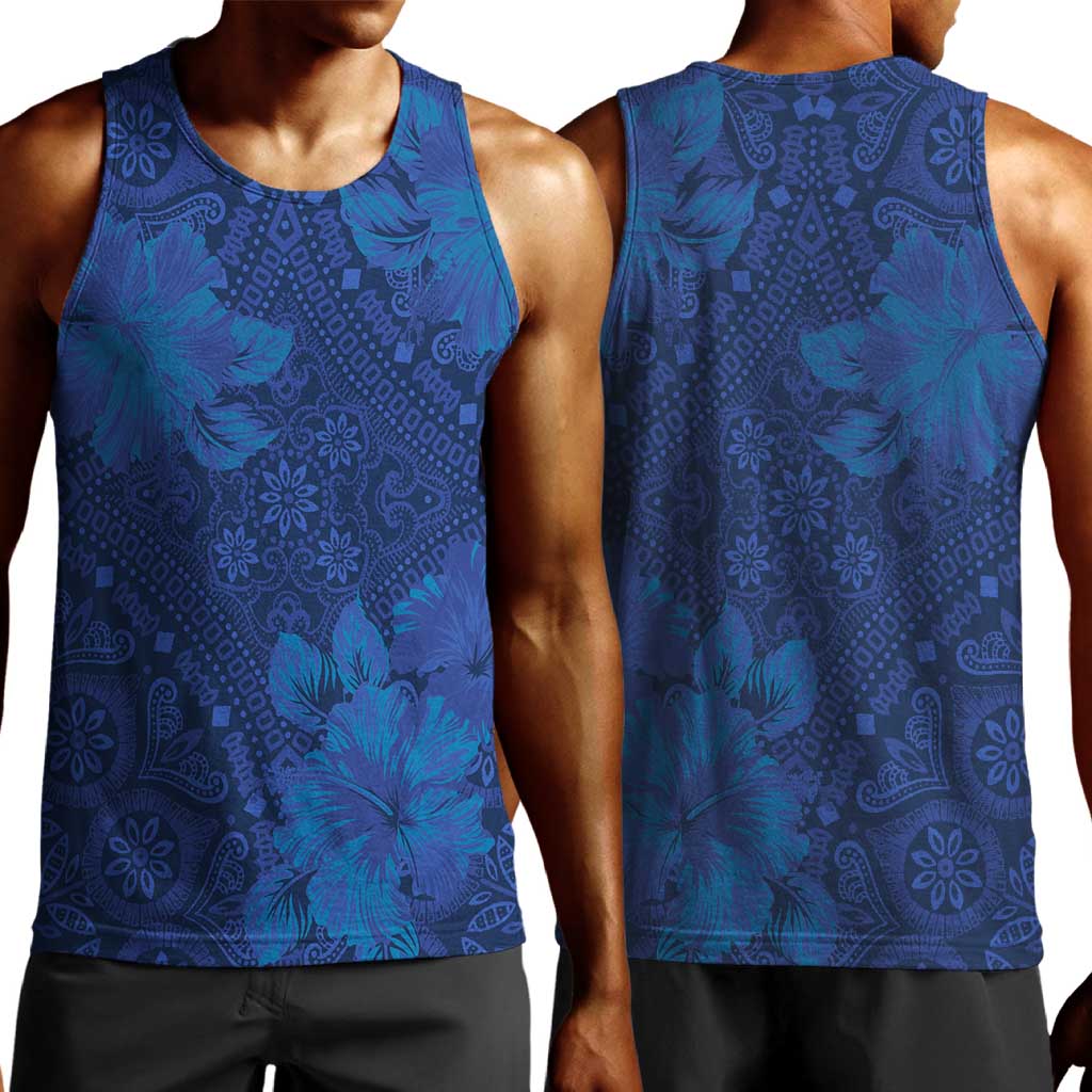 Afro Hibiscus Tropical Men Tank Top ShweShwe African Pattern - African Pride