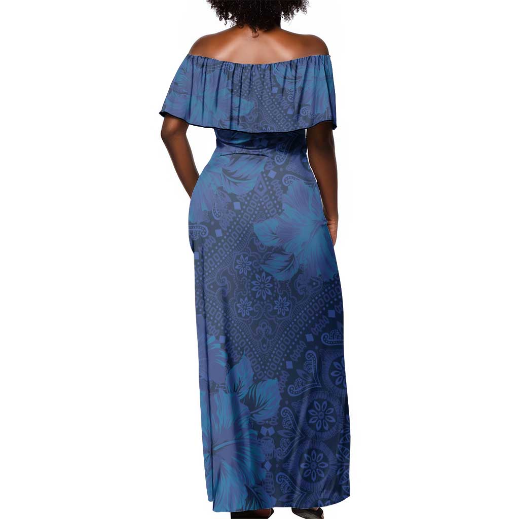 Afro Hibiscus Tropical Off Shoulder Maxi Dress ShweShwe African Pattern - African Pride