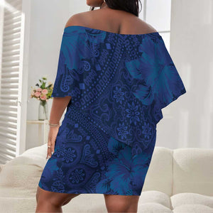 Afro Hibiscus Tropical Off Shoulder Short Dress ShweShwe African Pattern - African Pride