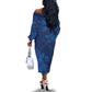 Afro Hibiscus Tropical Off The Shoulder Long Sleeve Dress ShweShwe African Pattern - African Pride