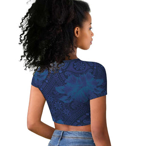 Afro Hibiscus Tropical Raglan Cropped T shirt ShweShwe African Pattern - African Pride