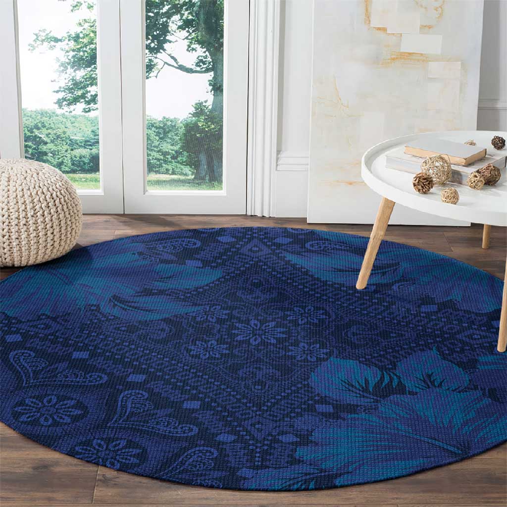 Afro Hibiscus Tropical Round Carpet ShweShwe African Pattern - African Pride