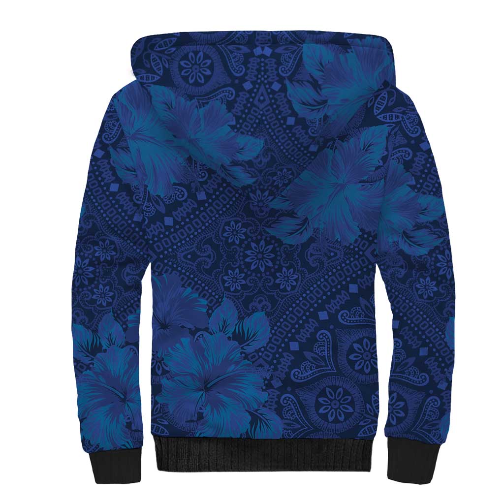 Afro Hibiscus Tropical Sherpa Hoodie ShweShwe African Pattern - African Pride