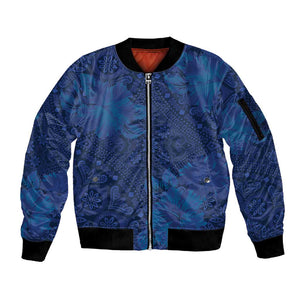 Afro Hibiscus Tropical Sleeve Zip Bomber Jacket ShweShwe African Pattern - African Pride