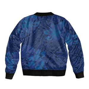 Afro Hibiscus Tropical Sleeve Zip Bomber Jacket ShweShwe African Pattern - African Pride