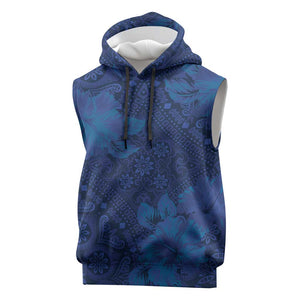 Afro Hibiscus Tropical Sleeveless Hoodie ShweShwe African Pattern - African Pride