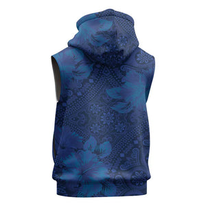Afro Hibiscus Tropical Sleeveless Hoodie ShweShwe African Pattern - African Pride