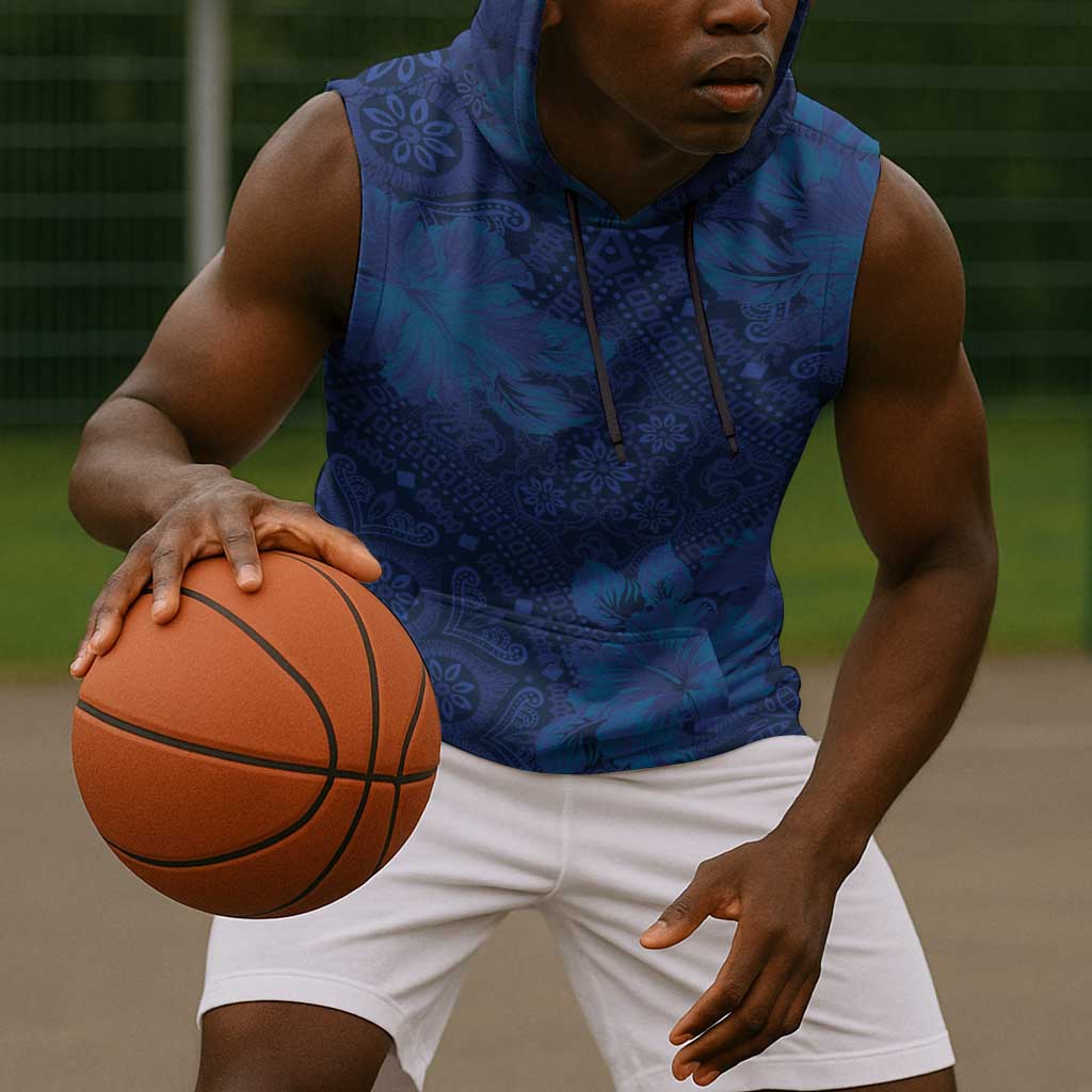 Afro Hibiscus Tropical Sleeveless Hoodie ShweShwe African Pattern - African Pride