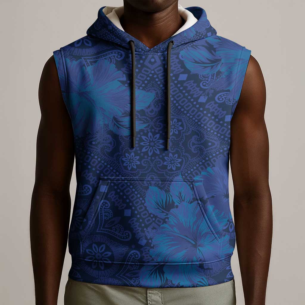 Afro Hibiscus Tropical Sleeveless Hoodie ShweShwe African Pattern - African Pride