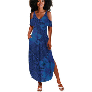 Afro Hibiscus Tropical Summer Maxi Dress ShweShwe African Pattern - African Pride