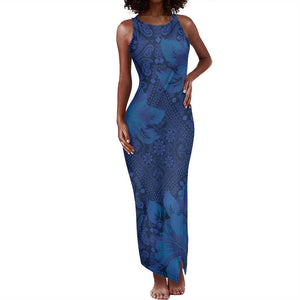 Afro Hibiscus Tropical Tank Maxi Dress ShweShwe African Pattern - African Pride