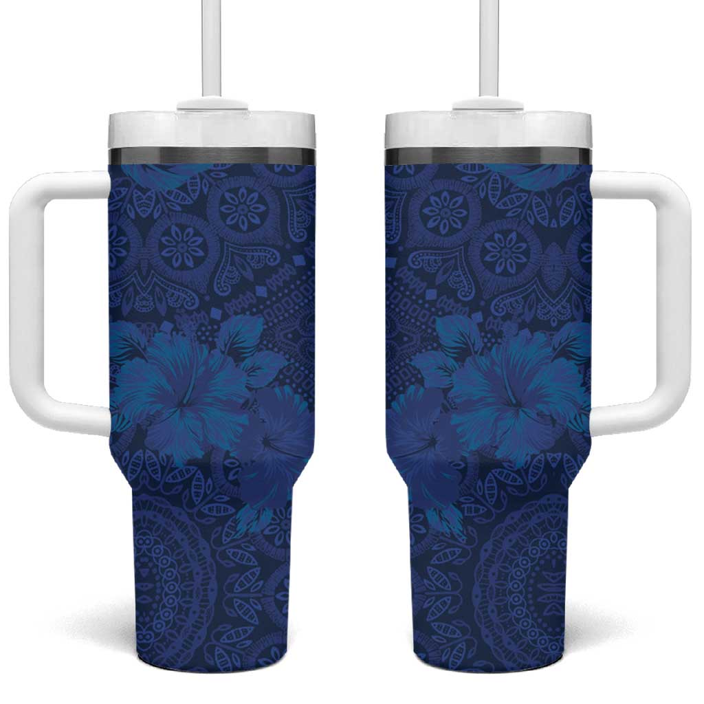 Afro Hibiscus Tropical Tumbler With Handle ShweShwe African Pattern - African Pride