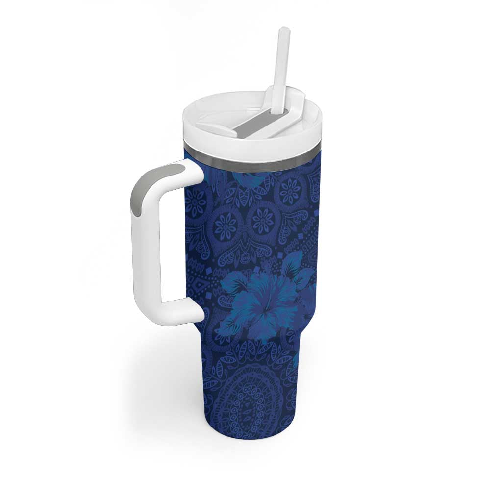 Afro Hibiscus Tropical Tumbler With Handle ShweShwe African Pattern - African Pride
