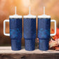 Afro Hibiscus Tropical Tumbler With Handle ShweShwe African Pattern - African Pride