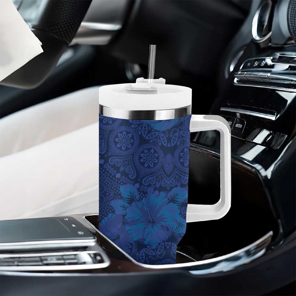 Afro Hibiscus Tropical Tumbler With Handle ShweShwe African Pattern - African Pride