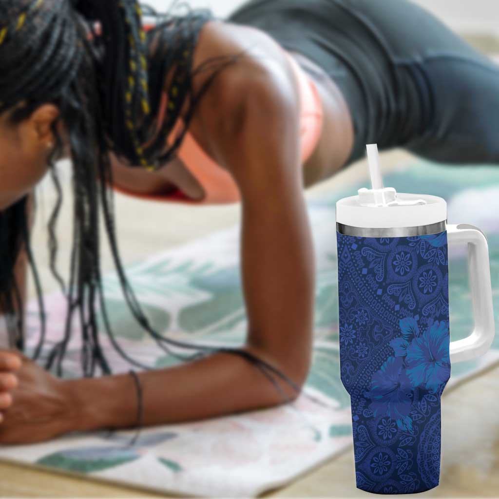 Afro Hibiscus Tropical Tumbler With Handle ShweShwe African Pattern - African Pride