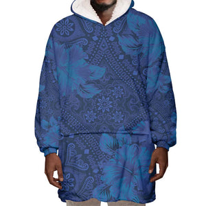 Afro Hibiscus Tropical Wearable Blanket Hoodie ShweShwe African Pattern - African Pride