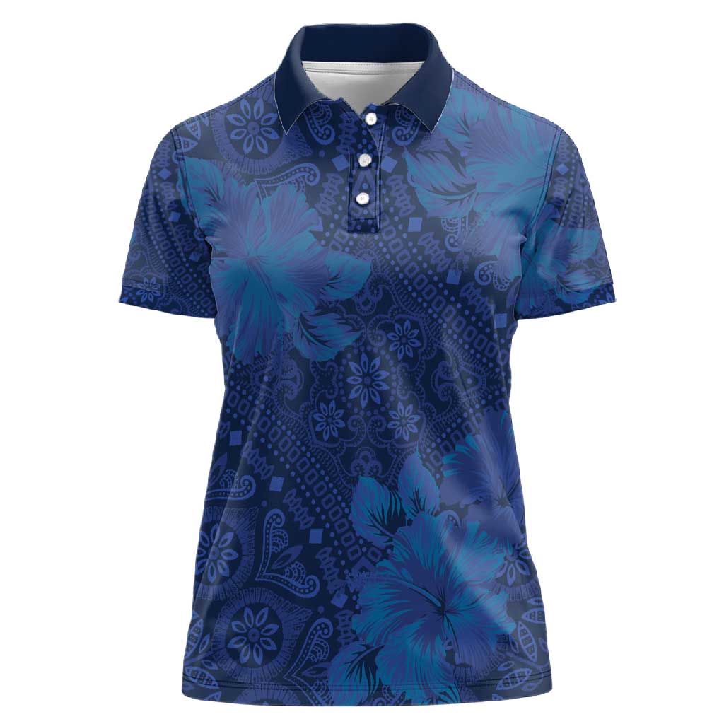Afro Hibiscus Tropical Women Polo Shirt ShweShwe African Pattern - African Pride