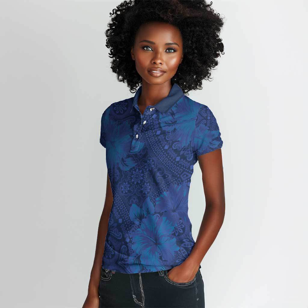 Afro Hibiscus Tropical Women Polo Shirt ShweShwe African Pattern - African Pride