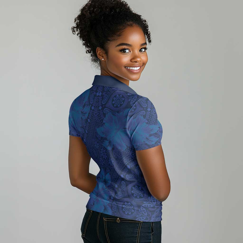 Afro Hibiscus Tropical Women Polo Shirt ShweShwe African Pattern - African Pride