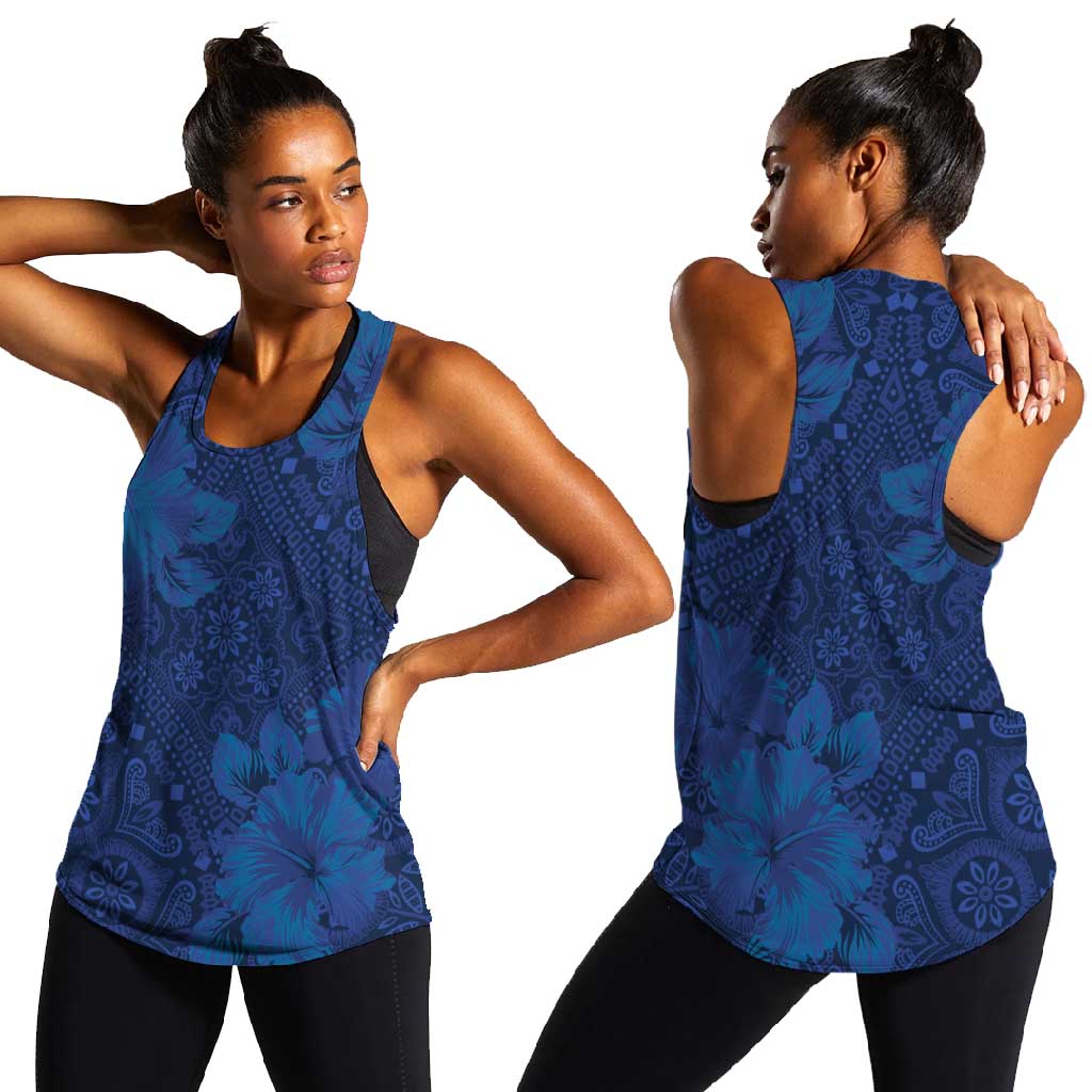 Afro Hibiscus Tropical Women Racerback Tank ShweShwe African Pattern - African Pride