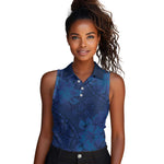 Afro Hibiscus Tropical Women Sleeveless Polo Shirt ShweShwe African Pattern - African Pride