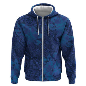 Afro Hibiscus Tropical Zip Hoodie ShweShwe African Pattern - African Pride