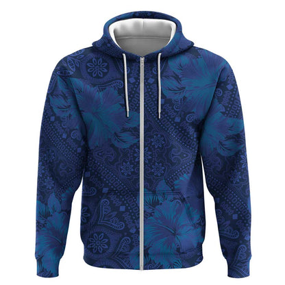 Afro Hibiscus Tropical Zip Hoodie ShweShwe African Pattern - African Pride