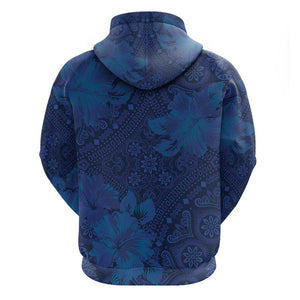 Afro Hibiscus Tropical Zip Hoodie ShweShwe African Pattern - African Pride