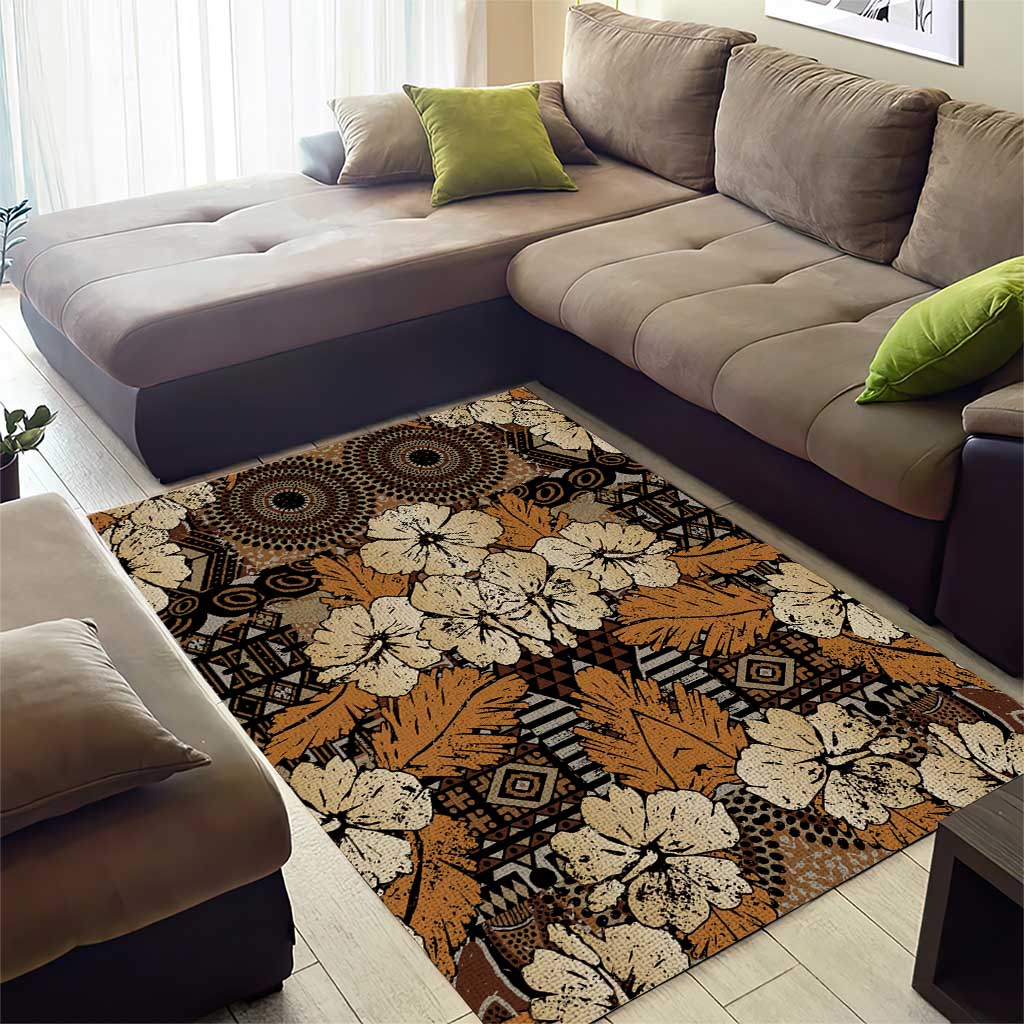 Afro Hibiscus Tropical Area Rug African Pattern - African Pride