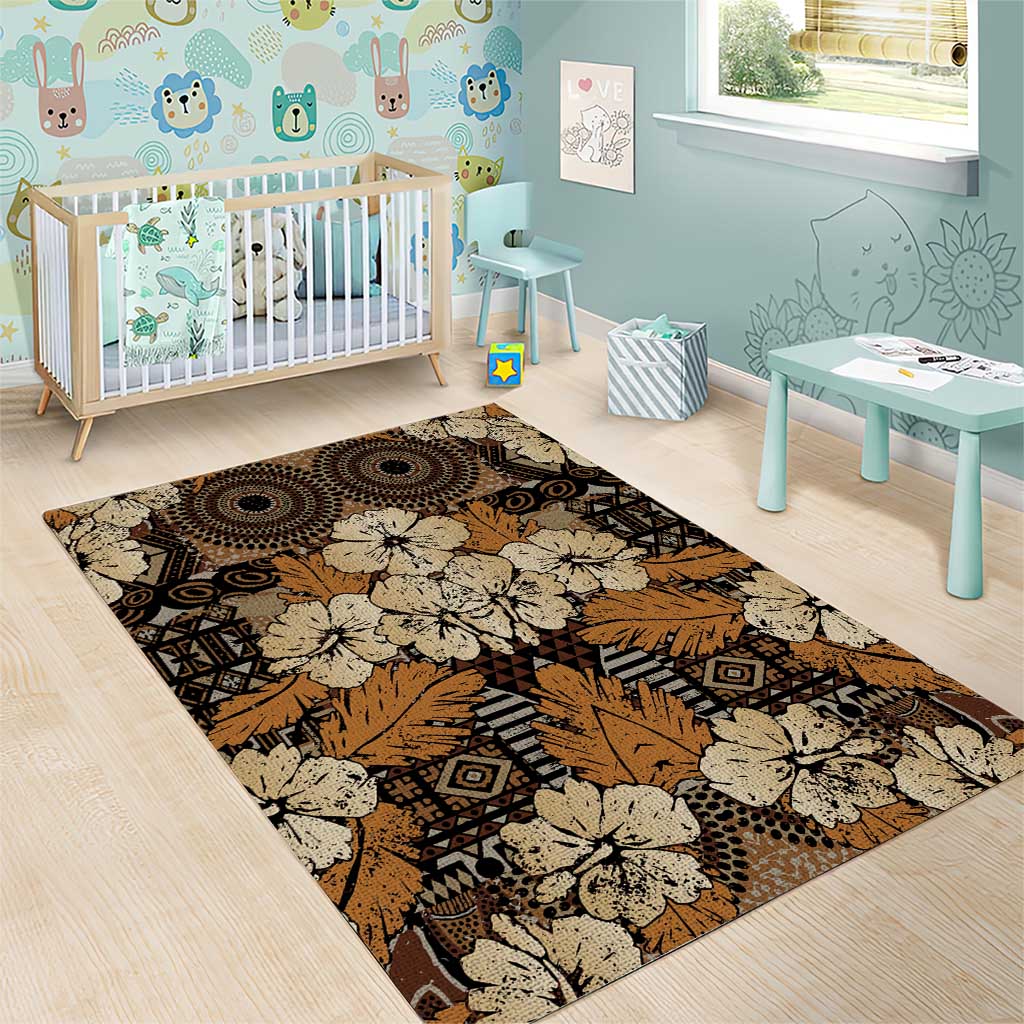 Afro Hibiscus Tropical Area Rug African Pattern - African Pride