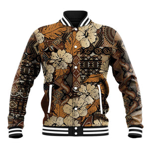 Afro Hibiscus Tropical Baseball Jacket African Pattern - African Pride