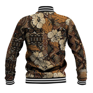 Afro Hibiscus Tropical Baseball Jacket African Pattern - African Pride