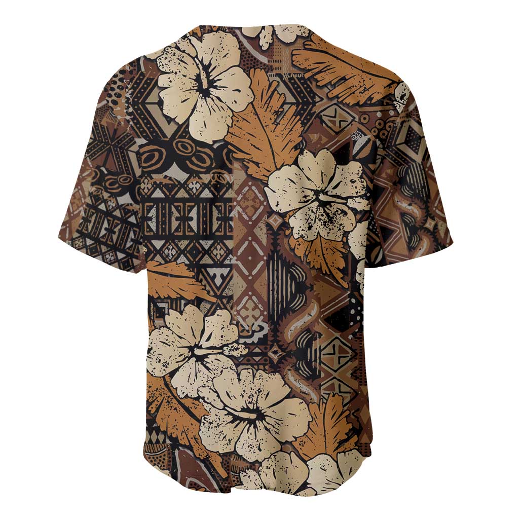 Afro Hibiscus Tropical Baseball Jersey African Pattern - African Pride
