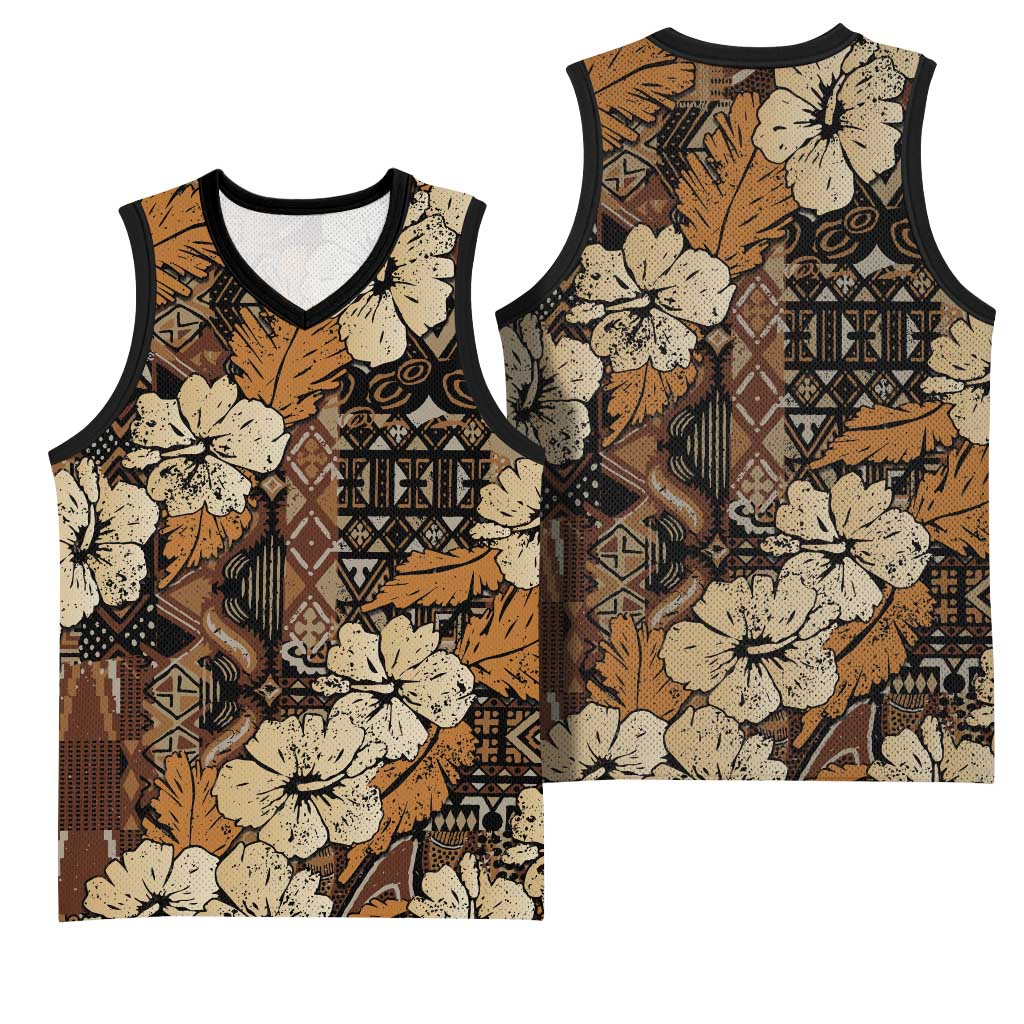 Afro Hibiscus Tropical Basketball Jersey African Pattern - African Pride