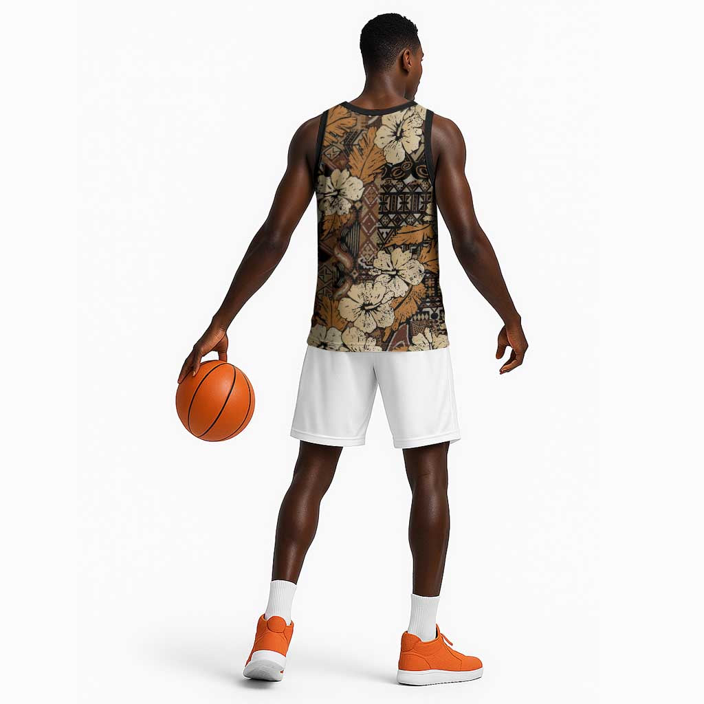 Afro Hibiscus Tropical Basketball Jersey African Pattern - African Pride