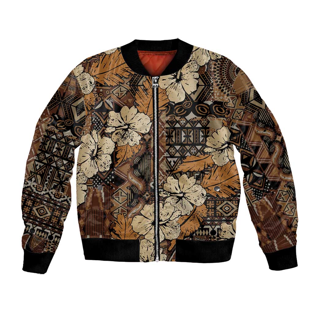 Afro Hibiscus Tropical Bomber Jacket African Pattern - African Pride