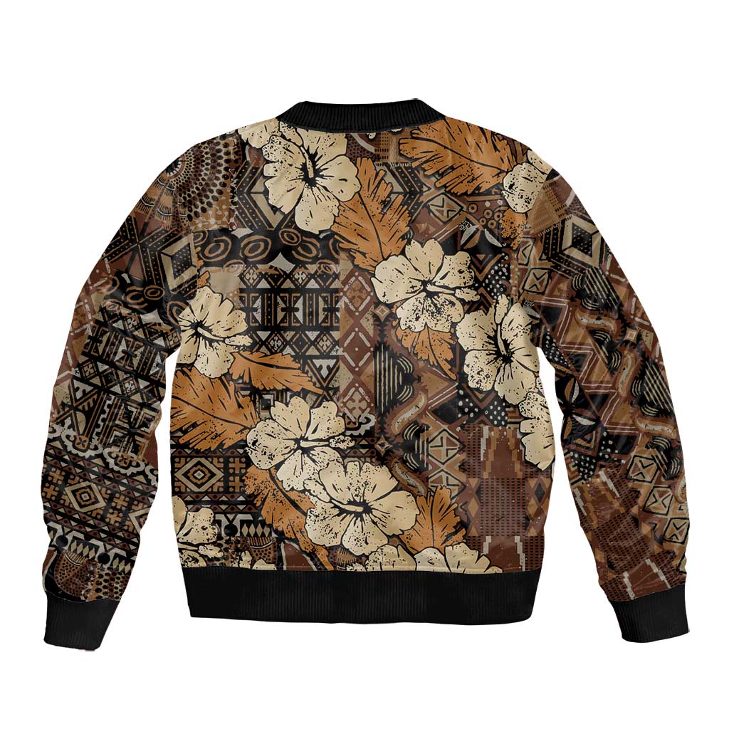 Afro Hibiscus Tropical Bomber Jacket African Pattern - African Pride