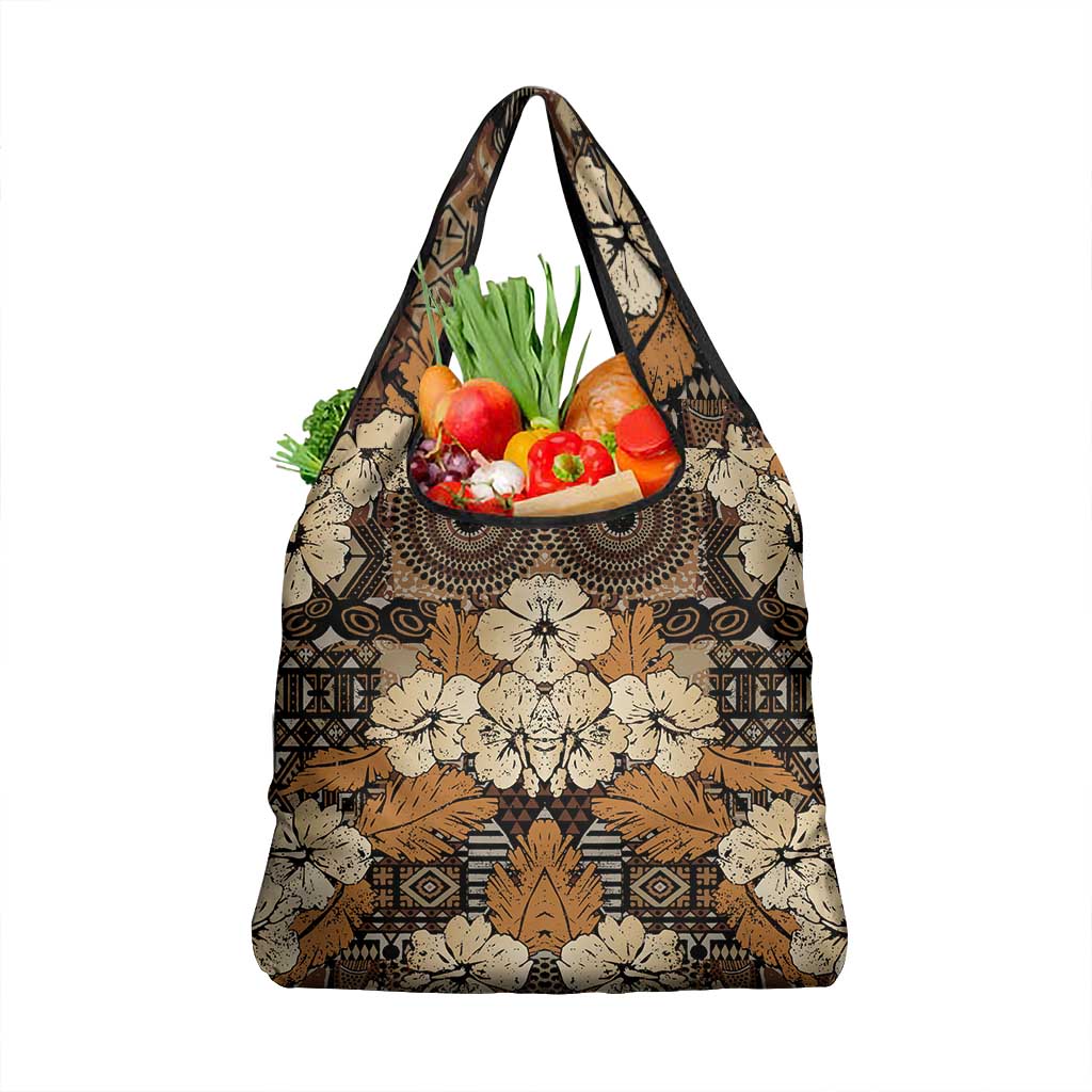 Afro Hibiscus Tropical Grocery Bag African Pattern - African Pride