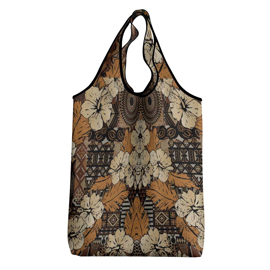 Afro Hibiscus Tropical Grocery Bag African Pattern - African Pride
