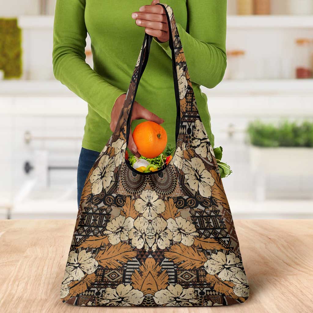 Afro Hibiscus Tropical Grocery Bag African Pattern - African Pride