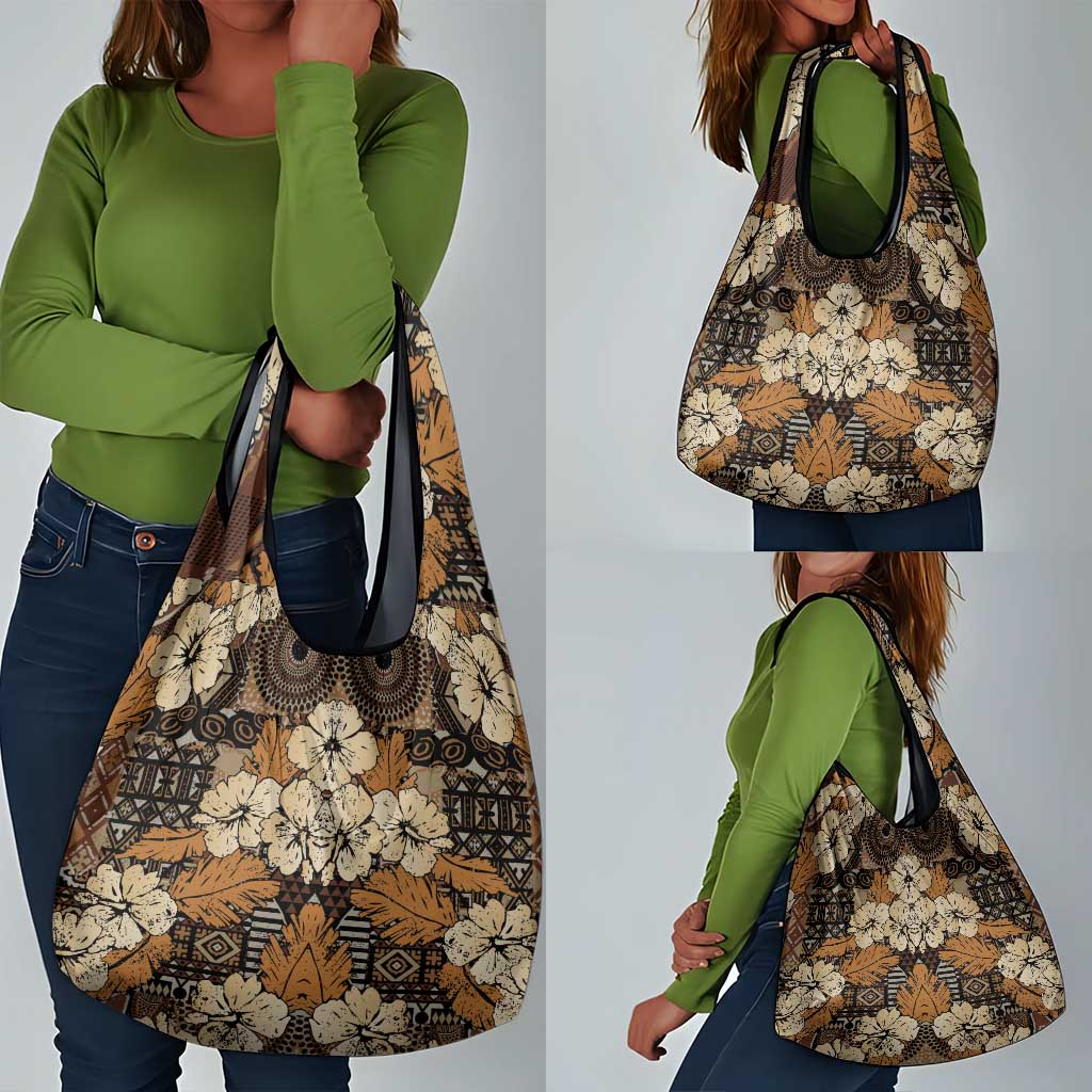 Afro Hibiscus Tropical Grocery Bag African Pattern - African Pride