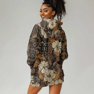 Afro Hibiscus Tropical Hoodie Dress African Pattern - African Pride